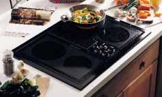 Profile 30" Dual Modular Cooktop JP389BV Black on black 3-speed fan Porcelainenameled cooktop Both sides accept optional cooking modules Shown with optional Ribbon modules JXDR50VB.