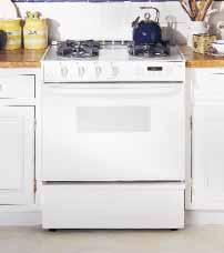 Slide-In Ranges: 30" Gas These models include Electronic pilotless ignition Frameless glass oven door Interior oven light Broiler pan with grid Note: bold = feature