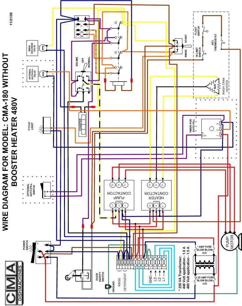 10. Wire Diagram for 480V 180 Without Booster Heater
