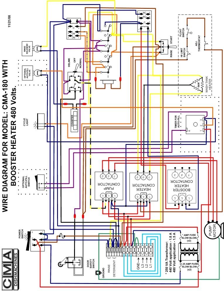 11. Wire Diagram for 480V 180 With Booster Heater