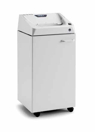 The wide 260 mm throat makes it easy to shred medium size paper and the high quality cabinet holds a higher volume of shredded materials. Kobra 260.