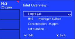 OPERATOR MANUAL DOCK STATION SETTINGS MENU Configure Gas Inlets Configuring Gas Inlets For each attached calibration gas cylinder, you must configure the gas blend, and then configure each gas type