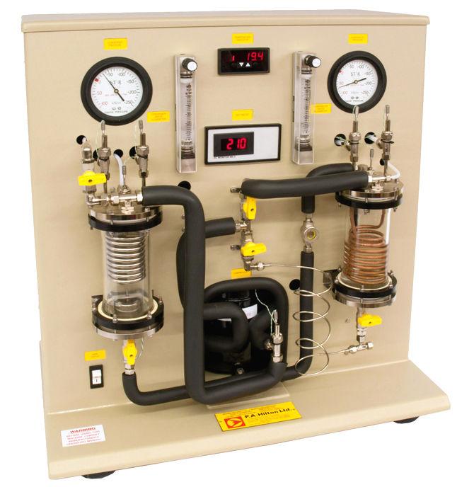 Refrigeration Cycle Demonstration Unit R634 Figure 1: R634 Unit shown with R634A and R634B fitted Ozone friendly, low pressure, non-toxic working fluid allows evaporation and condensation to be