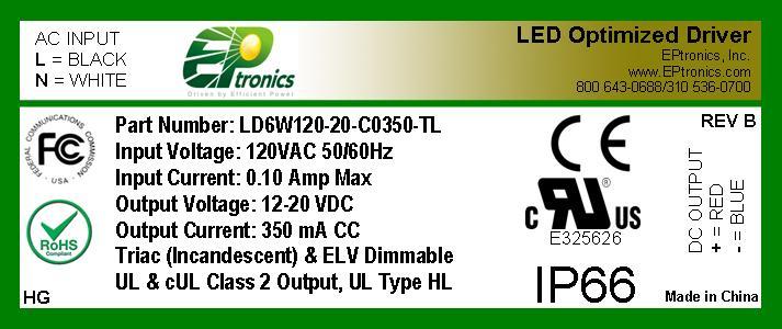 6W LED Optimized Drivers 6 Watt Series Typical Dimming Curves: %Output Current vs. Conduction Angle in Degrees %Iout 110.00% 100.00% 90.00% 80.00% 70.00% 60.00% 50.00% 40.00% 30.00% 20.00% 10.00% 0.