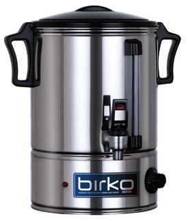 Birko Domestic & Commercial Urns Safe and reliable portable urns. A size to suit any need. Polished stainless steel body with vented cool to touch, twist to lock lid.