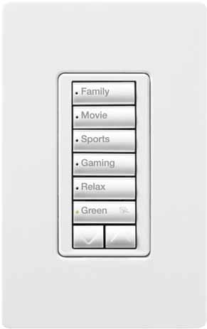 For example, integration with your A/V system means one button press will soften lights, lower shades and the projector, and start