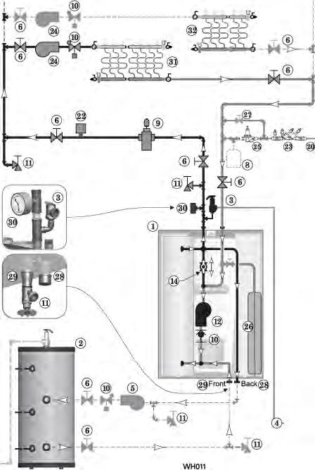 System piping (continued) RADIANT HEATING CIRCULATOR zoning Internal P/S by-pass valve OPEN WM97+70 or 110 only See Figure 53. 1. The WM97+ boiler is ideal for use in radiant heating.
