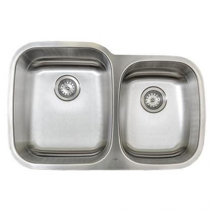 602 (50/50) This double bowl Eclipse sink gives you the rear set drains for more usable cabinet space below. Classic styling and superior quality make this sink an excellent choice. 16 gauge.
