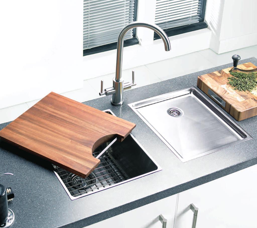 Onyx Medium Bowl with Drainer, Mahogany Chopping Board & Bowl Grid (supplied) and Victory Tap