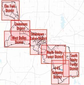 5. Elm Fork District: This district, along the northern part of Stemmons Freeway within the city, covers primarily commercial and industrial areas.
