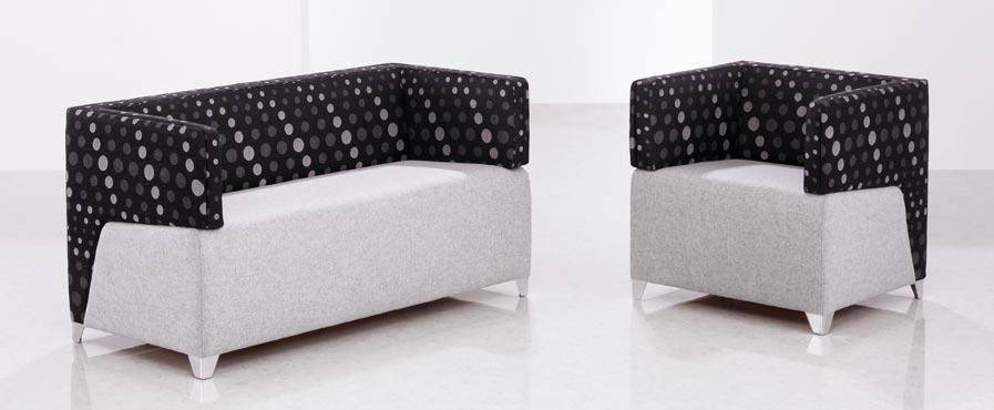 upholstered in matching or contrasting fabric, or