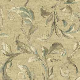WATERCOLOR SCROLL Inspired by nature, interpreted in watercolors, this quietly elegant wallcovering has enormous appeal.