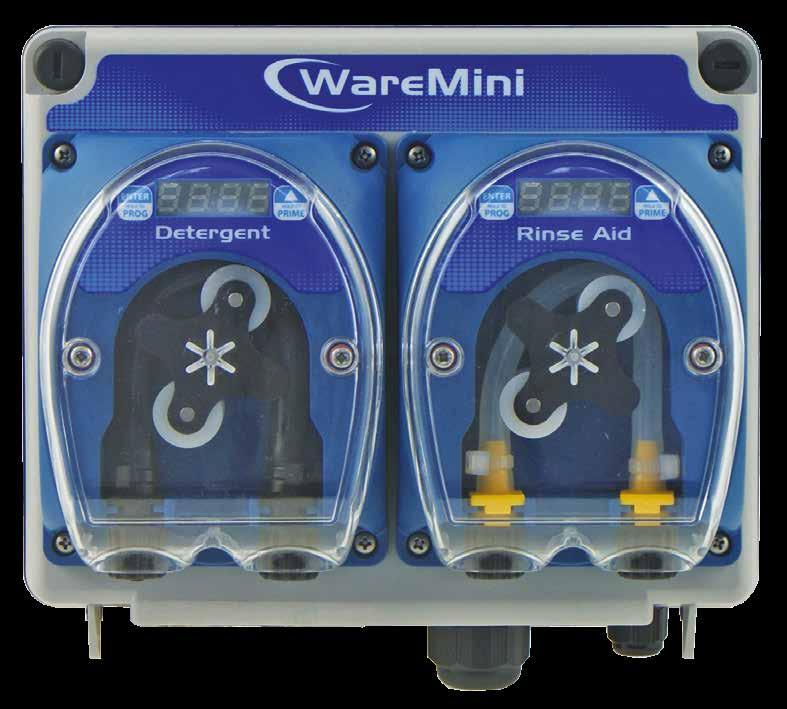 6 Warewashing WareMini LL 1 detergent pump ; 1 rinse-aid pump WareMini DL 1 solenoid valve for the powder detergent ; 1 rinse aid pump WareMini It s not