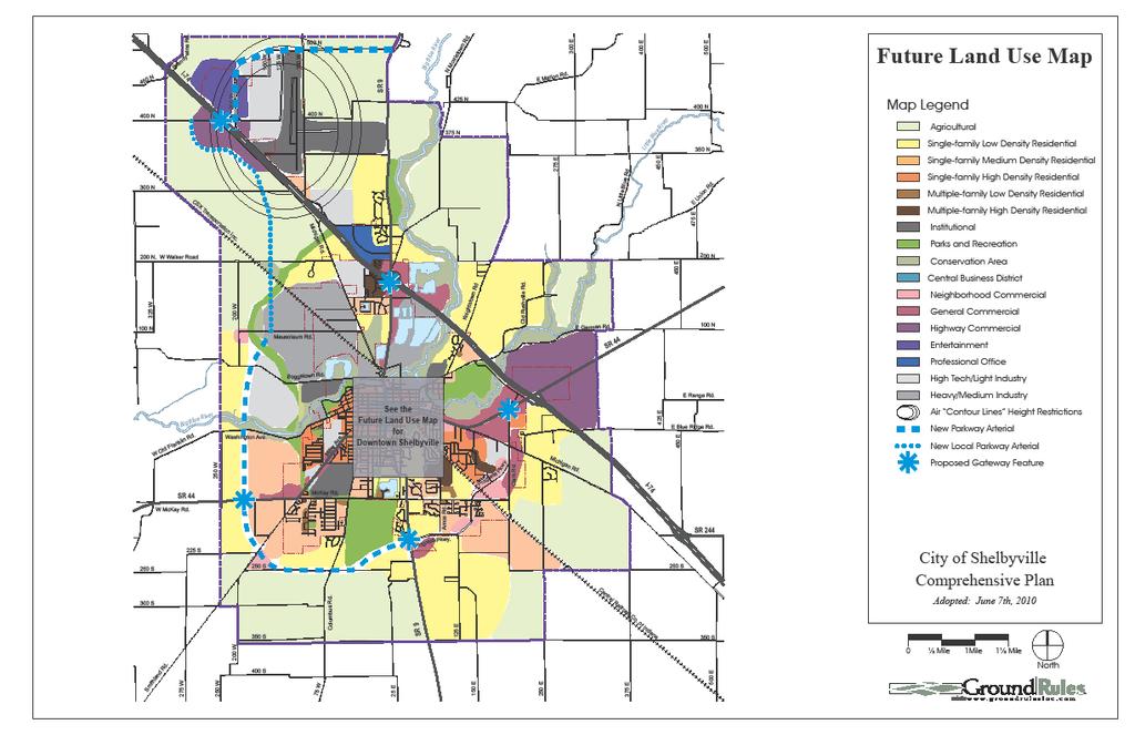 Figure 34: Shelbyville Future Land Use Map First Phase Road The following figure illustrates the locations of community facilities including the