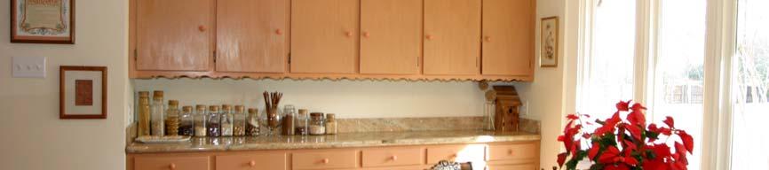 Cabinets in the breakfast were refinished to