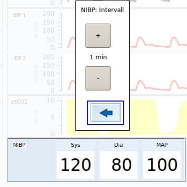 5.8.4. Setting the NIBP measurement interval Press the Interval bar in the NIBP menu.