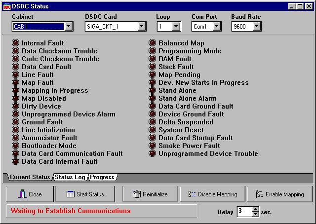 Service and troubleshooting Select COM port here Select baud rate here Select data circuit from list displayed here Select controller from list displayed here Select cabinet from list displayed here