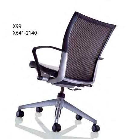 98 Backrest Height: Standard Back Lumbar Support: Fixed Fixed Arm Seat Depth: Medium Fixed Dual Fabric X99 Style and Comfort Anytime, Anywhere However you dress it up, X99 provides a sophisticated