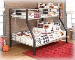 B106 Dinsmore Bunk beds made of tubular metal in durable powder coat finishes Design combines black and silver for a contemporary look These beds coordinate
