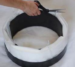 2) Place the plastic bag holder on a flat surface as shown in the photo #1. Place a new bag set in the bag holder as shown.