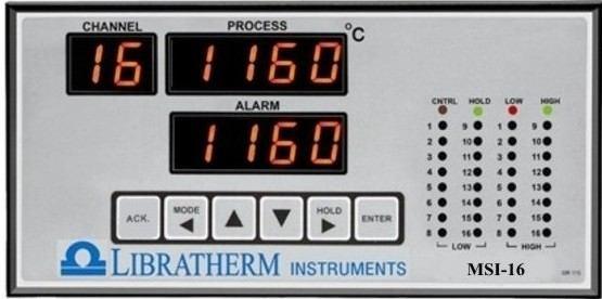 (XX = 04,08,12,16 points) Microprocessor based 16 channel Temperature / Process Scanner with common high / low alarm relay along with per channel high / low alarm LED indication and transistor