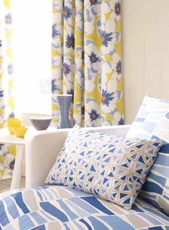 floral motifs sit alongside smaller scale geometric patterns to create vibrant family