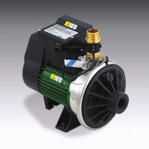 rada ps5 shower pump Two stage centrifugal shower pump Integral flow switch 1 BSP female inlet to male outlet connection - 9 litres/minute @ 3. bar Suitable for potable water (ph 6.8-8.