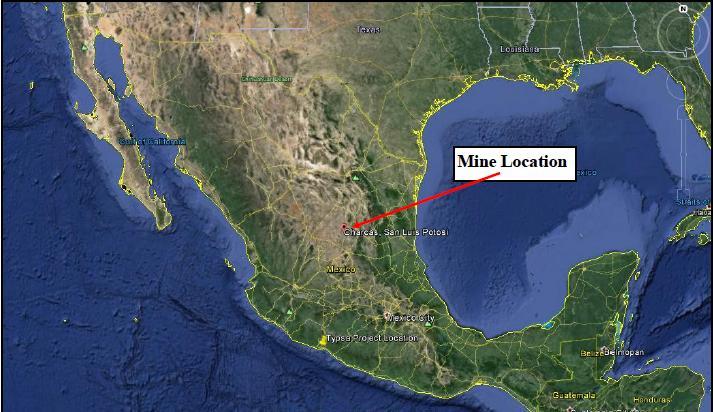 Figure 1 Mexico Silver Mine Location in Central Mexico. 2.