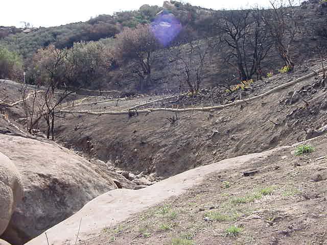 Outfall 008 (Happy Valley) 2 Months after 2005 Fire BMPs Implemented Rip rap