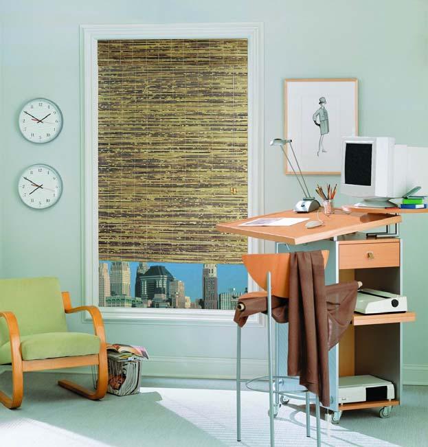 Woven wood blinds give you many options in decorating.
