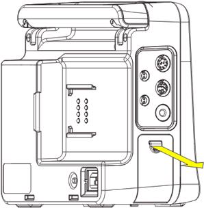 When the cpm 8 patient monitor is operating on battery power, make sure the monitor is powered off before replacing a battery. To install or replace a battery: 1. Open the battery door.