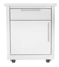 Two pull out drawers provide a weatherproof place to store all your utensils and a pull-out trash drawer or propane tank