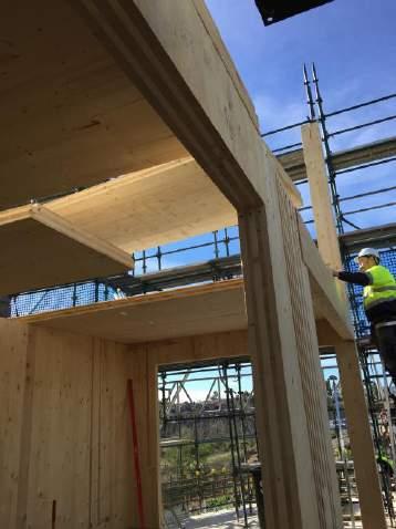 Cross Laminated Timber Features and Benefits Allows for many design possibilities Space saving relative to bricks. Thinner subfloors between levels (potentially making an additional floor possible).