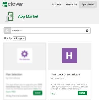 Sections include the following: Set up Homebase o o o On your Clover device Clover App Market Set up from website Set up from website using bulk add employee option Export time clock files Import