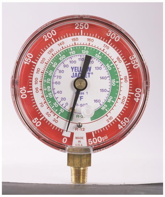 High-Pressure Gauge Can read high-pressure values on continuous scale High-side