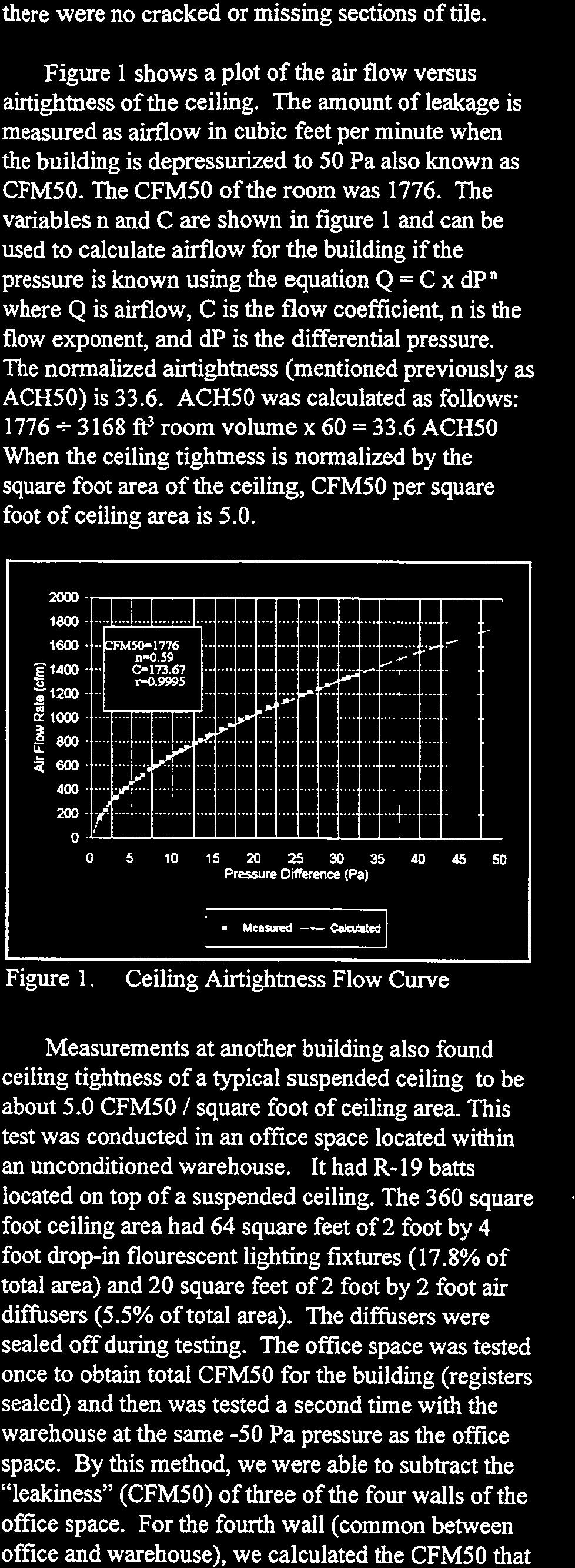 The variables n and C are shown in figure 1 and can be used to calculate airflow for the building if the pressure is known using the equation Q = C x dpn where Q is airflow, C is the flow