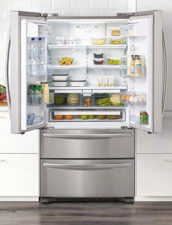 function against ice and frost formation Fast freeze function to quickly freeze large amounts of food Door compartments with special dividers for bottles and jars Integrated LED light technology that