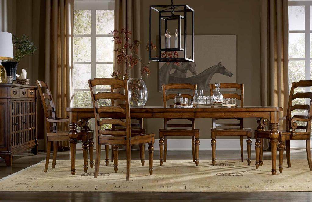5323-75200 Rectangle Dining Table with two 18 Leaves 78W x 44D x 30H 5323-75300 Ladderback Arm Chair 22W x 24 1/4D x 43H 5323-75310 Ladderback Side Chair