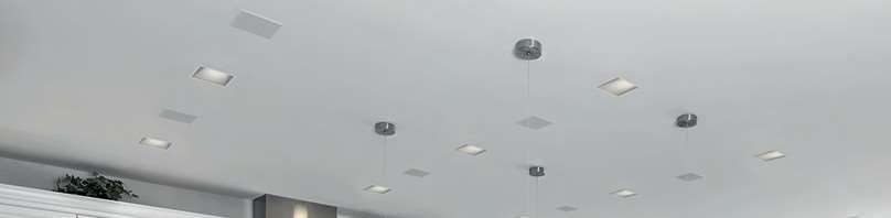 Lighting Design Lighting tends to define the aesthetics of a ceiling plan and with distributed audio speakers typically being mounted into the ceiling, if the lights and speakers match then the