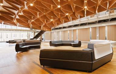 The design has unique features such as the suspended studios, the flexible workspaces and the