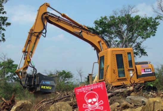 Mine Clearance Special screening buckets can be used for clearing anti-personnel mines.
