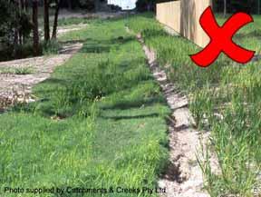 Lateral turf strips can reduce the risk of flow diversion along up-slope edge