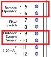 Modulation: Boiler Inlet, Outdoor Reset Operation (Standalone) Description Electrical Connection(s) Programming Instructions Boiler operates with variable 1) Place both toggle switches to LOCAL