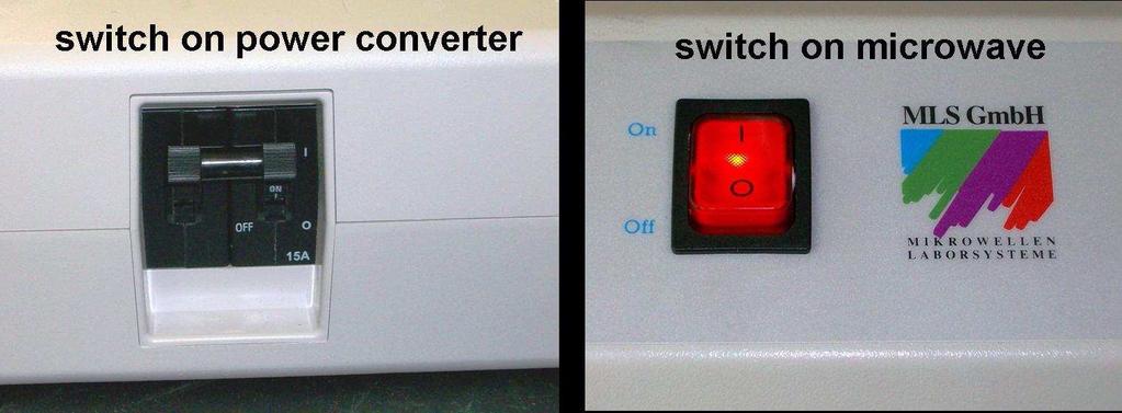 Switch on the power supply on the power