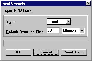3.1.6. Input Override Inputs defined as overrides are configured at the Input Override dialog box. If the input is not defined as an override see Section 3.1.5.