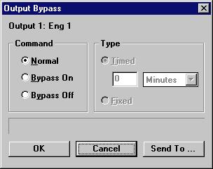Icon buttons and pull-down menus found on summary and status screens are described in P/N 026-1002, UltraSite User s Guide, Section 1.10, Status and Summary Screens. 4.1.2. Output Bypass The normal output command value may be bypassed at any time at the Output Bypass dialog box.
