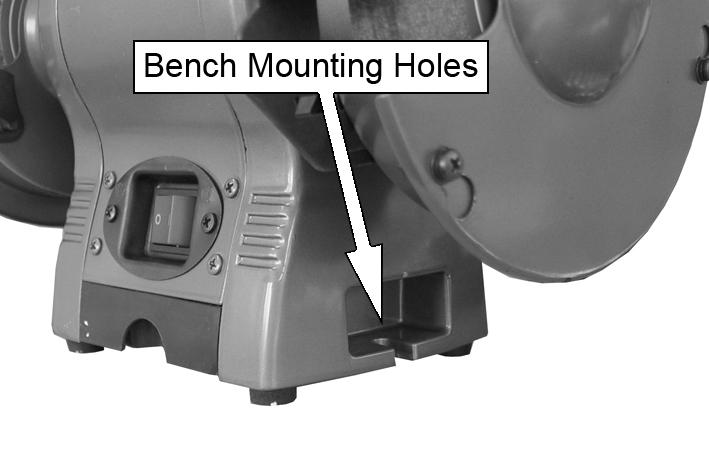 BEFORE USE MOUNTING THE GRINDER ON A WORKBENCH NOTE: We highly recommend that you bolt this bench grinder securely to a workbench to gain maximum stability for your machine. 1.