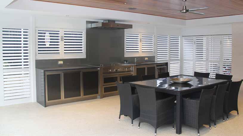 Our Australian made premium Beachside Range with options of fixed, hinged, bi-fold and sliding shutters offer the flexibility to create a more usable alfresco for year round enjoyment.