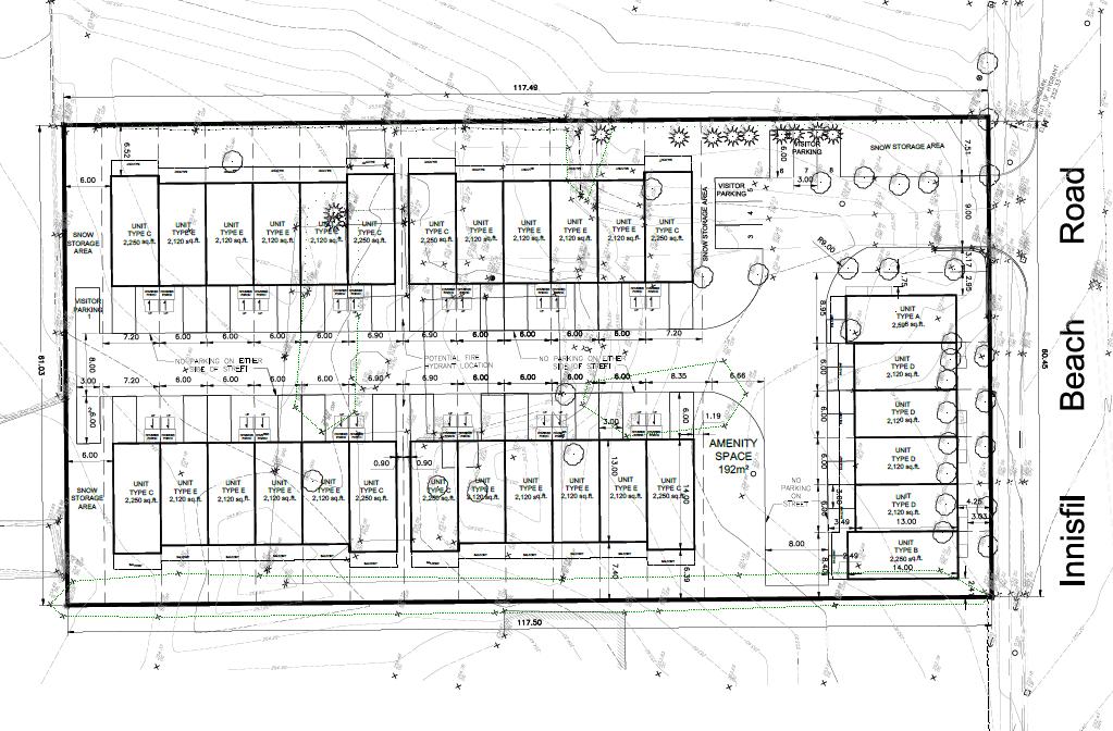 Figure 18 Site Plan Source: Innovative Planning Solutions Bio-retention Cells Block 5 Block 2 Block 1 Block 4 Block 3 Amenity Space The site has one entrance, located toward the east corner.