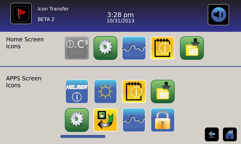 Chapter 5: Icon Transfer Chapter 5: Icon Transfer > From this screen, icons can be moved between the Home screen and i.c³ Applications screen, or repositioned on the i.c³ APPS screen.